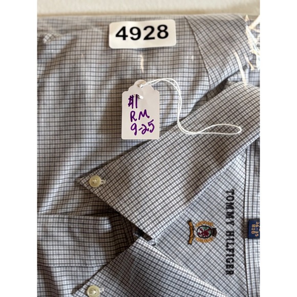Tommy Hilfiger Big‎ Mens Button Down Shirt Gray Plaid Check Long Sleeve 19 34/35 - Picture 13 of 13